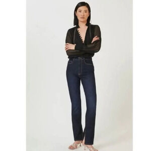 New Anthropologie pilcro Split Straight Jeans Denim Dark sz 25